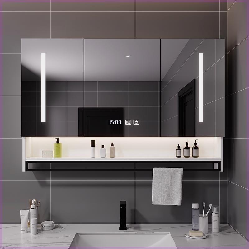 智能浴室镜柜挂墙式带背光灯防雾卫生间镜子置物架单独收纳一体柜