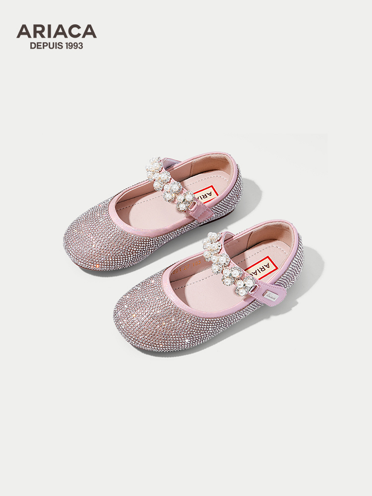新款ARIACA女童皮鞋公主鞋春秋新款单鞋小女孩演出水晶鞋软底儿童