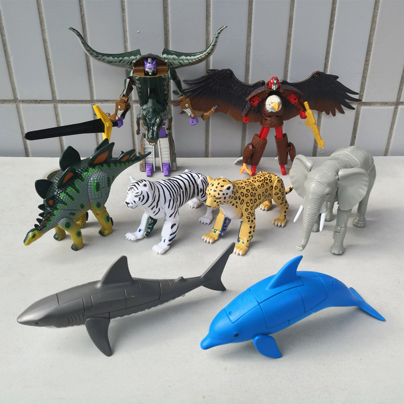 仿真动物模型变形机器人恐龙金刚机战奇兵霸王龙海洋鲨鱼儿童玩具