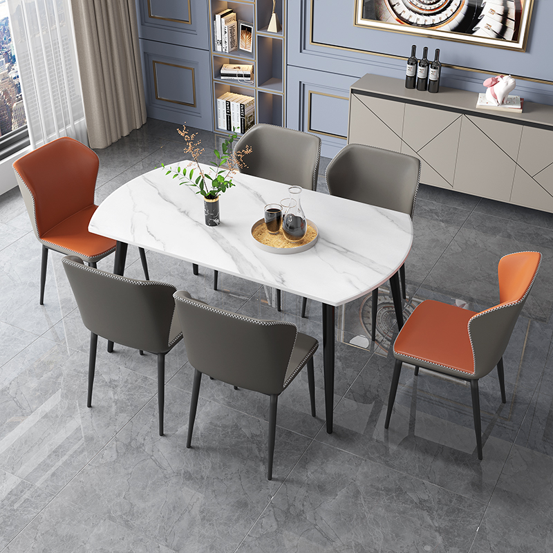 现代简约方家用小岩板餐桌两用户型组合休闲可圆桌变椅可伸缩折叠