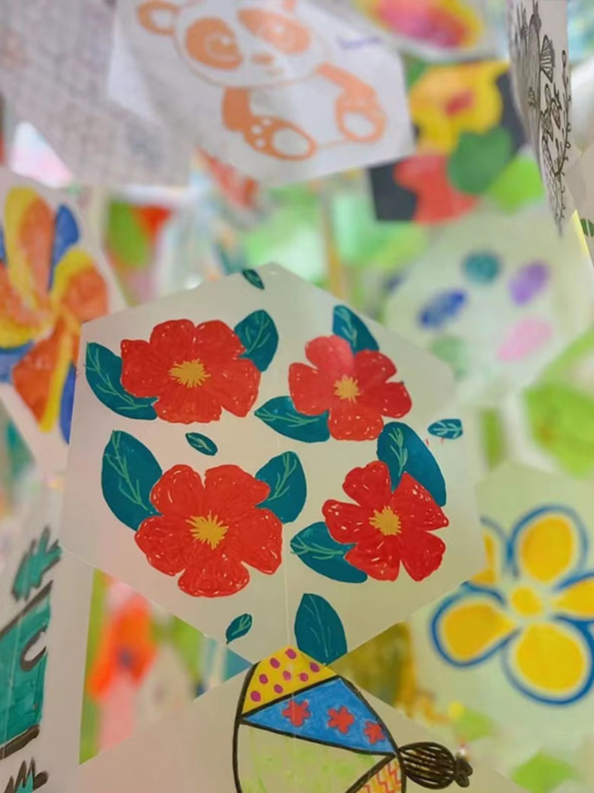 幼儿园环创吊饰六边形彩色塑料片 展览会挂饰手工DIY儿童涂鸦画板