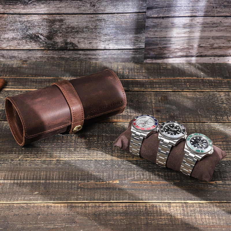 手表盒子展示真皮高档便携收纳袋户外旅行防摔保护男士复古三只装