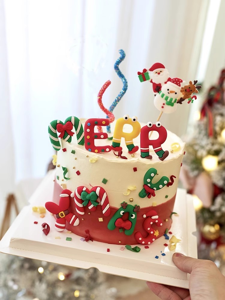 佳妍同款ins风圣诞节蛋糕装饰摆件老人雪人手套烘焙生日甜品插件