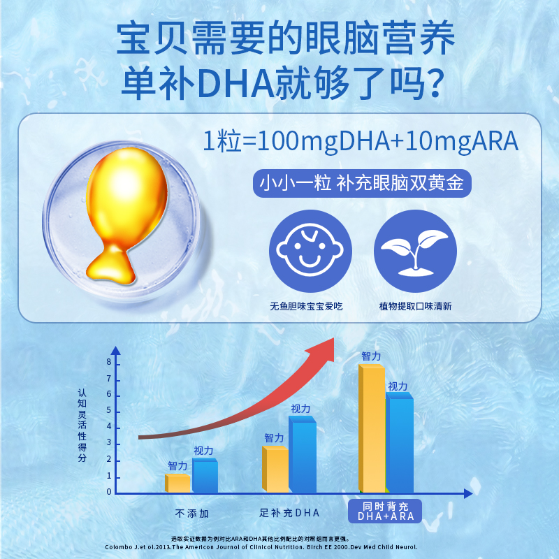 优卡丹专利DHA藻油婴幼儿专用孕妇学生增强儿童非鱼记忆力软胶囊