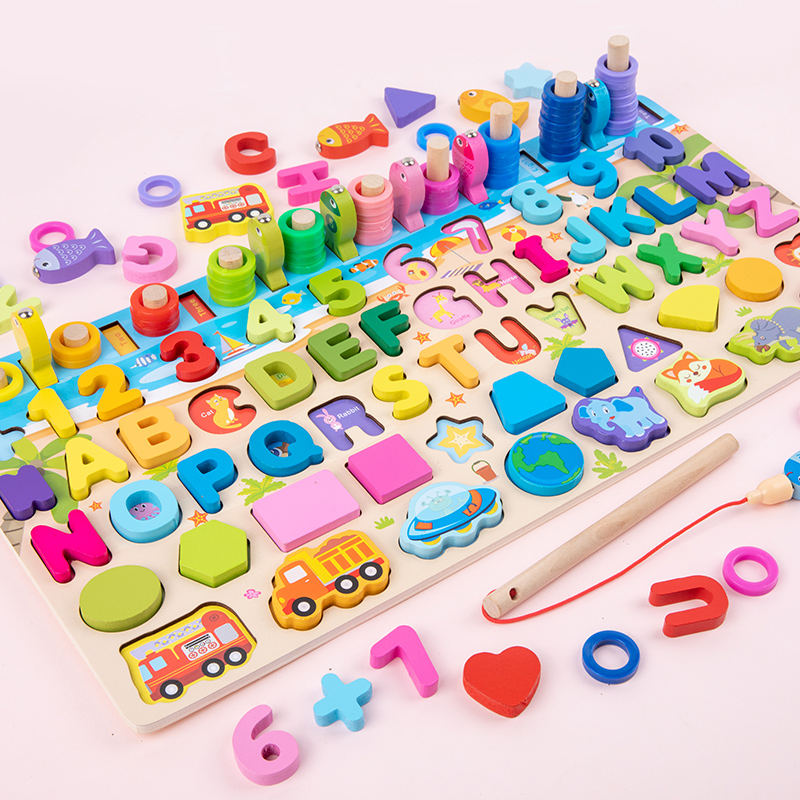 数字积木拼图蒙氏教具1-2-3周岁宝宝5-6岁孤独自闭症儿童训练玩具