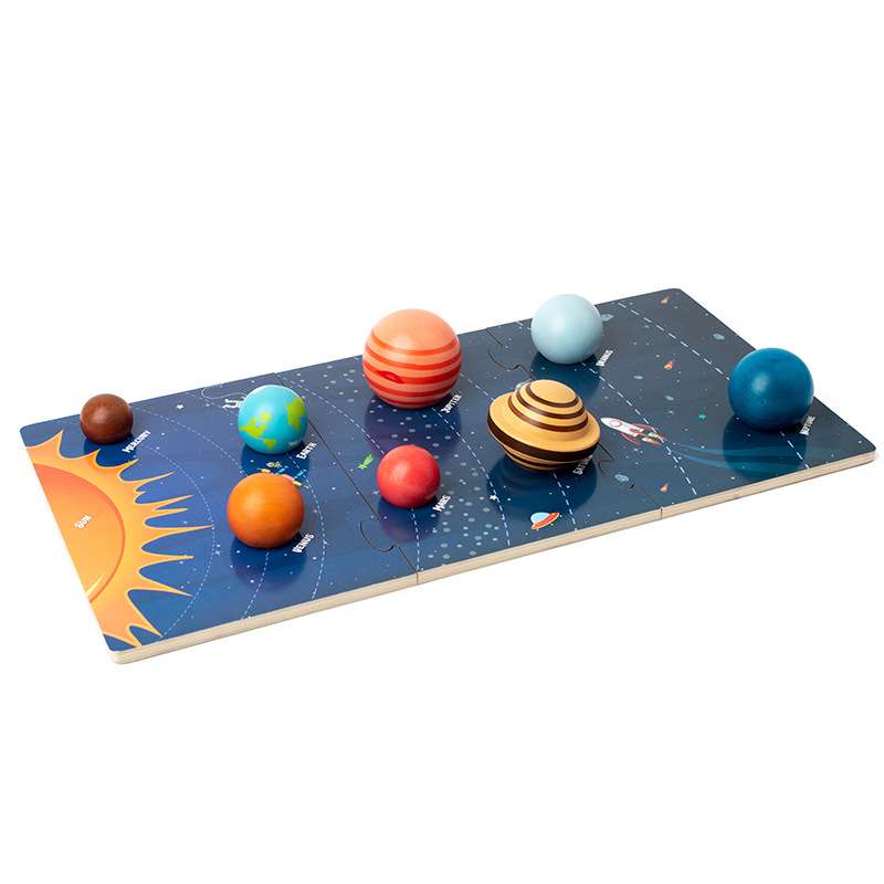 儿童蒙氏早教玩具八大行星益智拼图认知宇宙太阳系星球木配对板