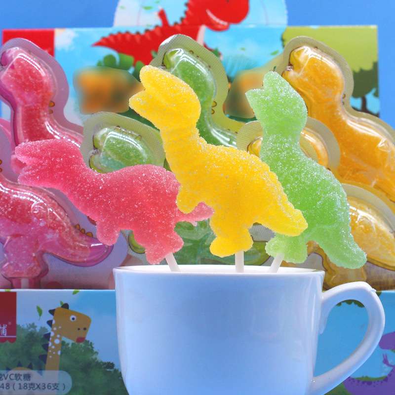 小恐龙棒棒糖卡通软糖小零食小吃糖果网红食品学生儿童零食