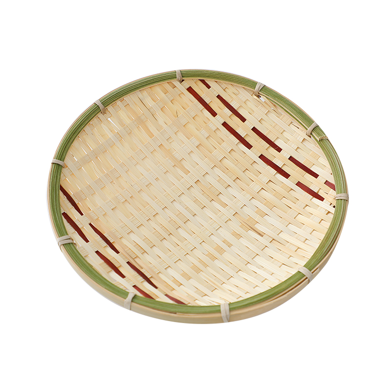 零食创意干果盘篮 手工竹编托盘 点心竹篮子放饼用的竹盘小吃筐