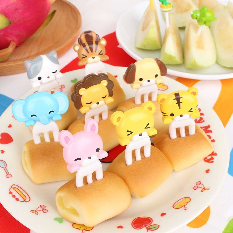 正品日本ms套装食品树脂儿童卡通可爱动物面包超人水果叉装饰叉