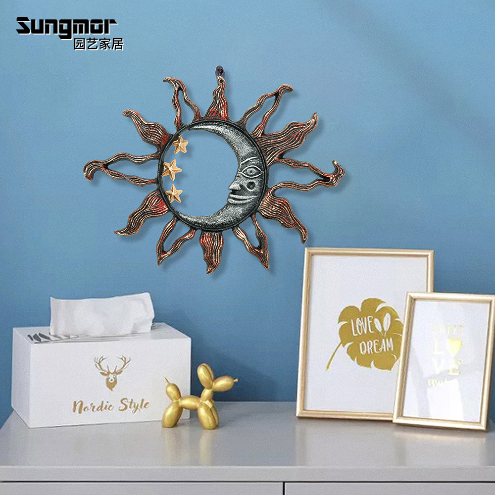 Sungmor 新款太阳神墙面装饰卧室客厅挂件复古挂饰外贸铸铁工艺品