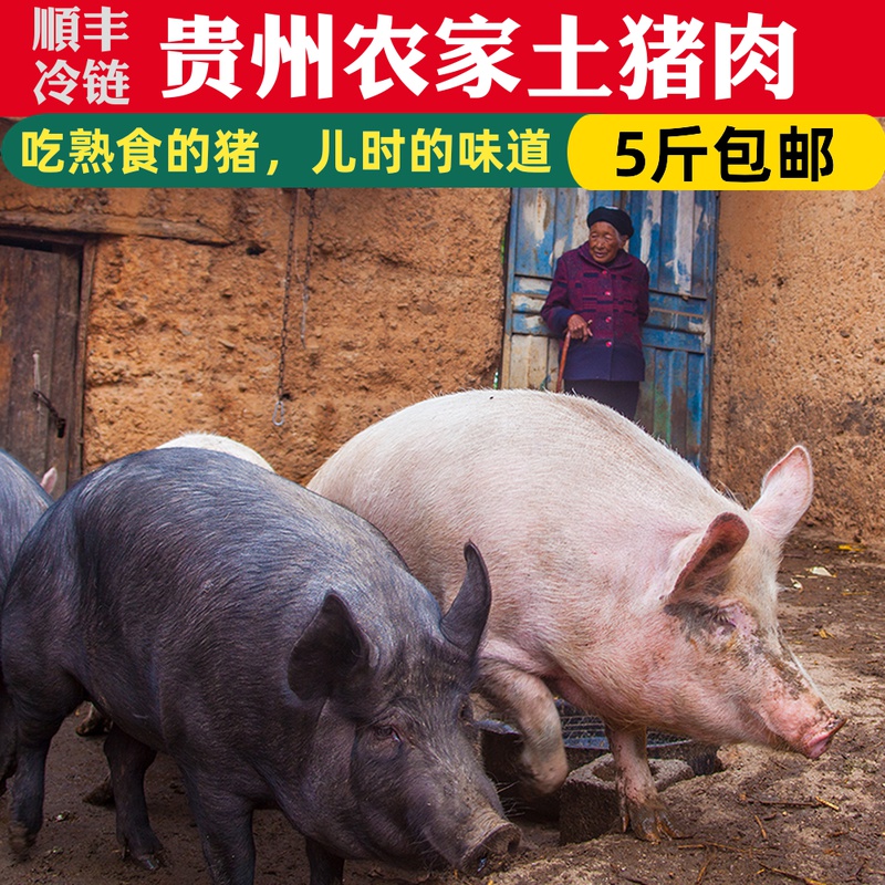 贵州农家现杀新鲜土猪纯五花肉农村黑猪前腿后腿排骨孕妇前夹1斤