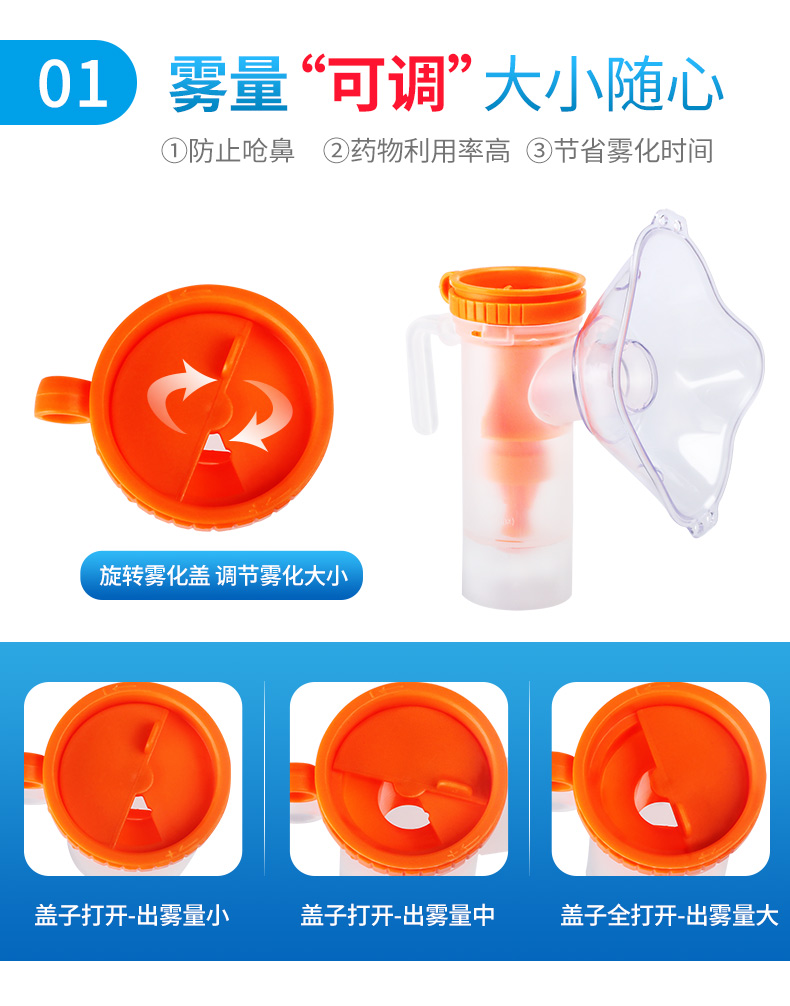 医用雾化面罩成人儿童用杯管吸入器可调节雾化杯雾化管雾化机配件
