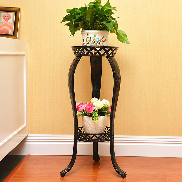 放绿萝的花架客厅单个高铁艺花盆的架子两层落地简约家用吊篮架子