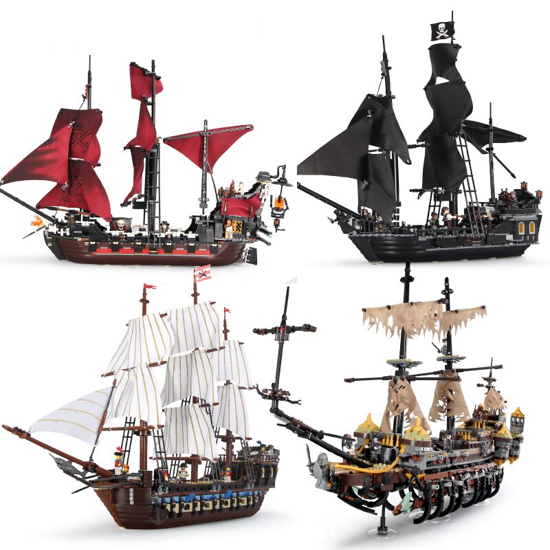 加勒比海盗船黑珍珠安妮女王玛丽号帝国战舰模型益智拼装积木玩具