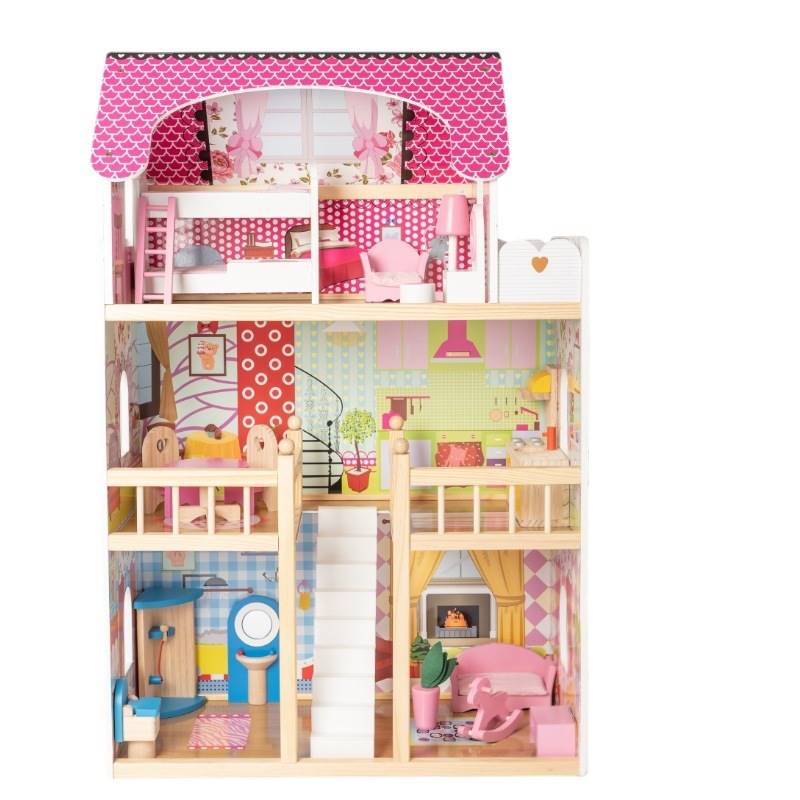 儿童木制仿真粉色城堡别墅娃娃房游乐场体验玩具T过家家公主屋套