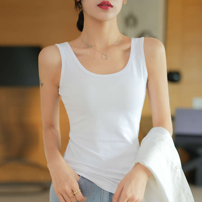 韩版内搭上衣修身纯白色无袖吊带背心女短款外穿打底t恤夏季棉