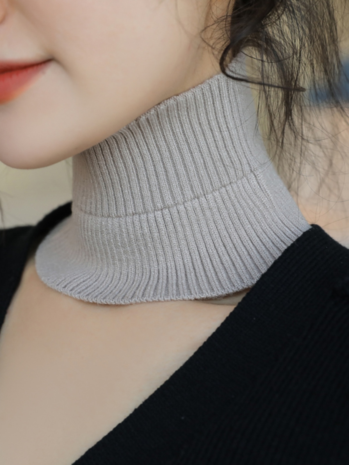 秋装新款韩版简约百搭保暖护颈椎半高领围脖针织衣领假领子脖套女