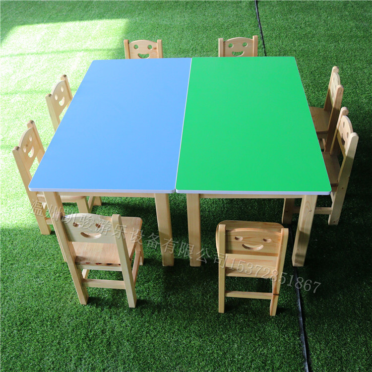 工厂樟子松课桌室内加厚幼儿园学习桌子儿童实木课桌椅吃饭桌