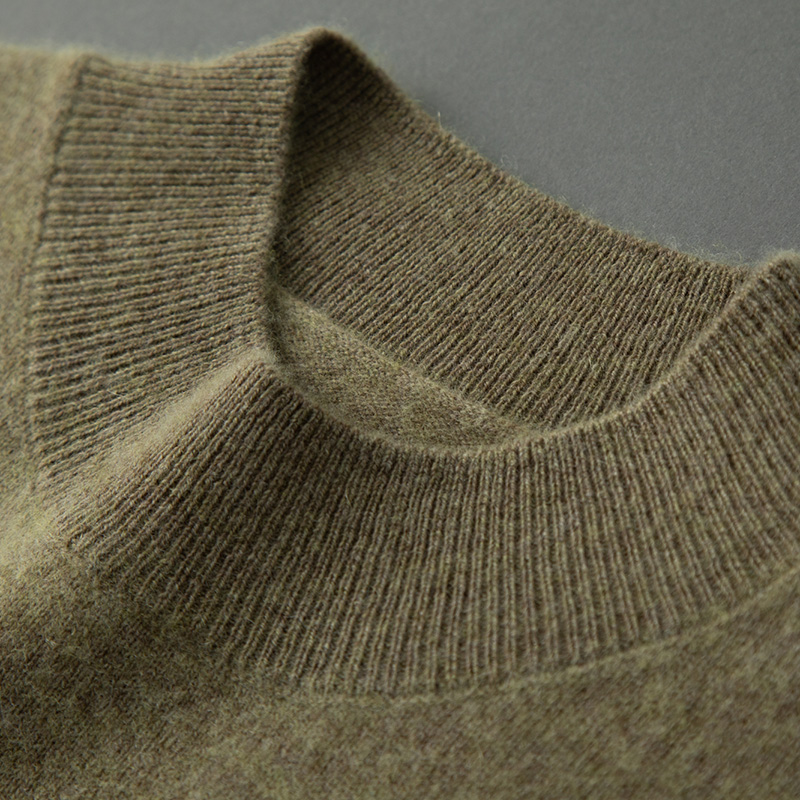 鄂尔多斯市产100%纯山羊绒男士加厚半高领套头毛衣冬季打底羊毛衫