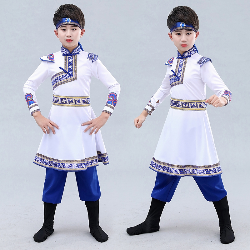 新款女蒙古族儿童舞蹈表演服女童蒙古舞蹈筷子舞男女款蒙古族服装