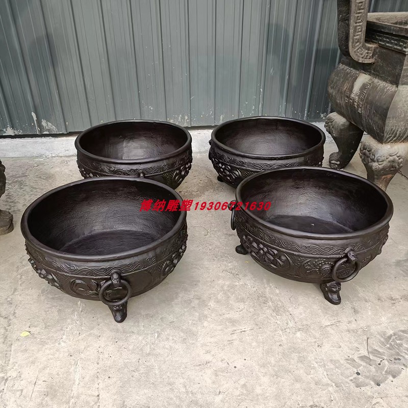 铸铜60公分1米1.2米1.5米的大铜缸 铸铁缸荷花养鱼缸家居摆放铁缸