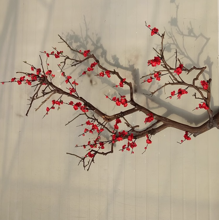 仿真梅花树壁挂桃树假树新年装饰店铺盆景室内景观樱花树红杏出墙