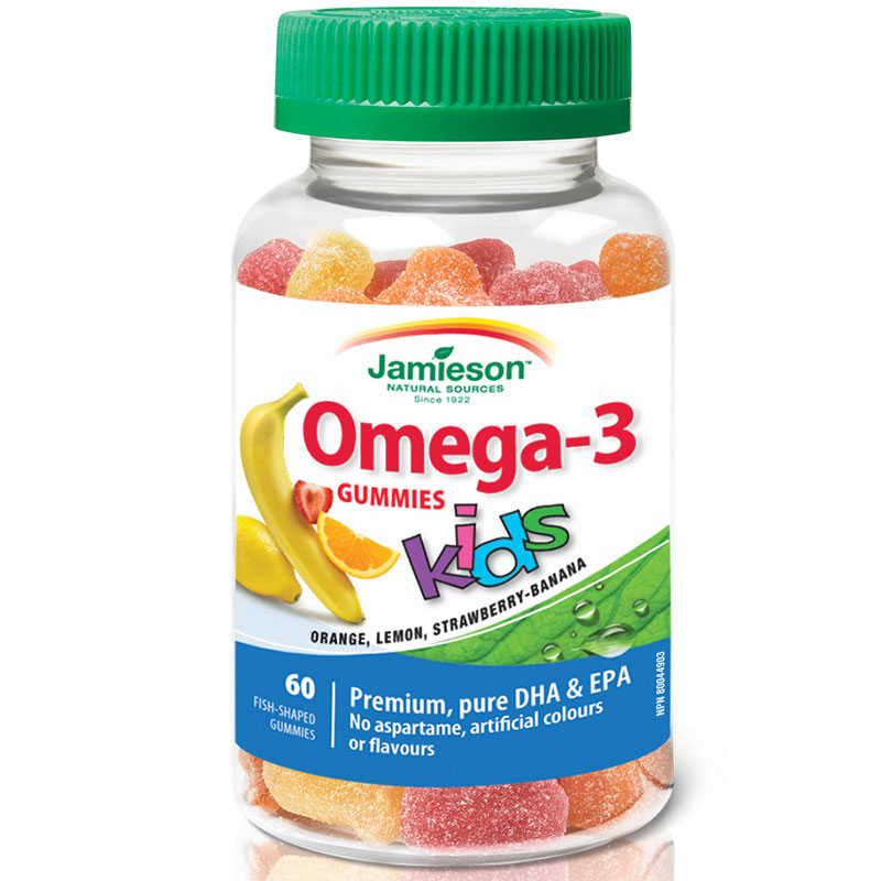 加拿大进口jamieson健美生儿童鱼油DHA和EPA软糖60粒 混合水果味