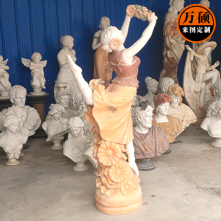 大理石西方人雕塑欧式女神女人像汉白玉月亮女神天使雕像女性摆件