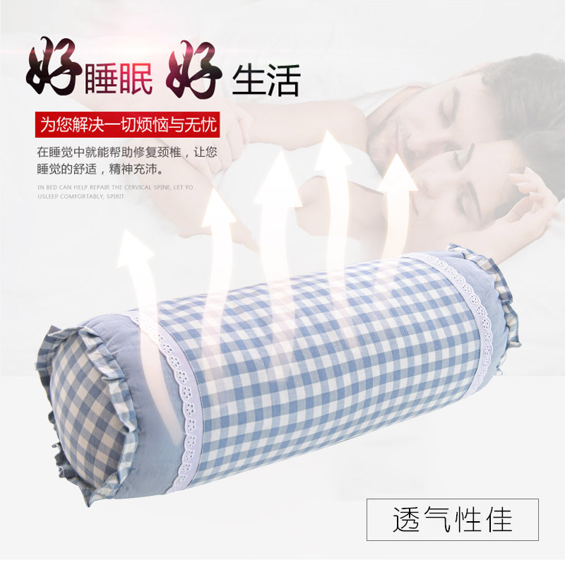 荞麦枕头护颈椎圆形枕荞麦皮枕芯带枕套单人圆柱牵引修复家用保健
