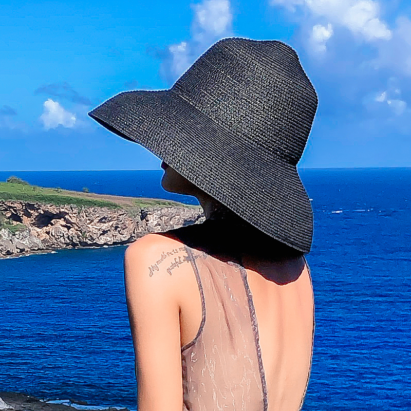陌素小姐海边度假帽子沙滩帽女巴厘岛盆帽百搭大檐帽防晒遮阳帽女