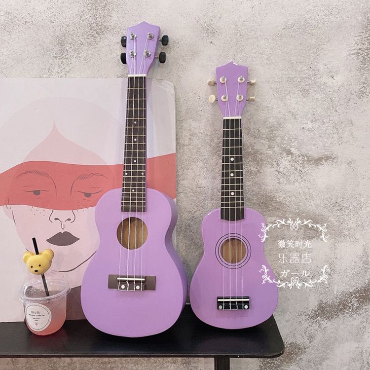 ukulele香芋紫色木质初学者入门尤克里里21寸23寸小吉他乌克丽丽