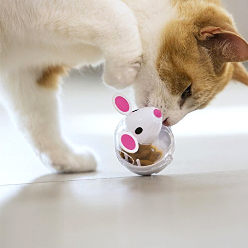 新款逗猫玩具不倒翁漏食器可爱小老鼠造型益智趣味百玩不厌
