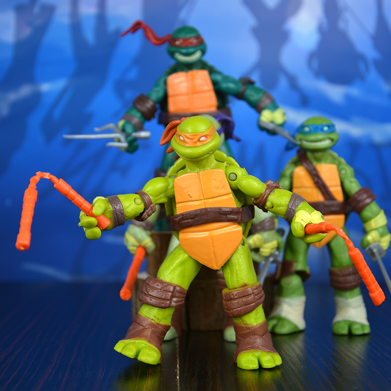新款关节可动忍者神龟手办 忍者龟武器模型儿童玩具动漫公仔成人