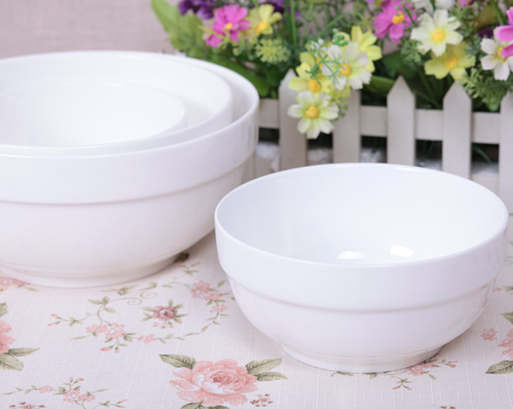 饭店用纯白色陶瓷面碗米饭碗水果沙拉碗粥碗餐具汤碗家庭用