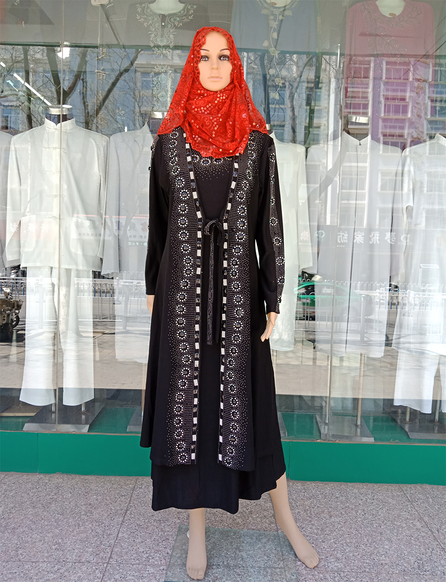 穆斯林礼拜服 女士 回族  新品马甲长袍 两件套中拜 长衫 女装