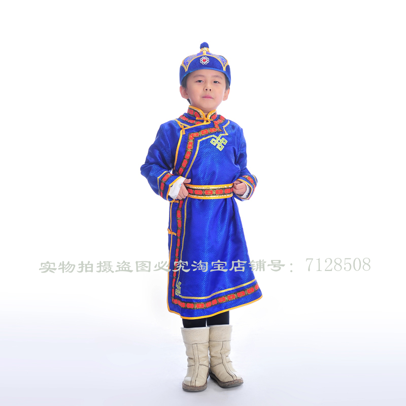 儿童蒙古袍男孩蒙古族演出服男童 蒙古服装幼儿蒙古族舞蹈服装